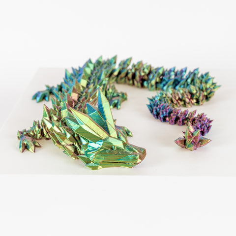 Dark Rainbow Silk Crystal Dragon