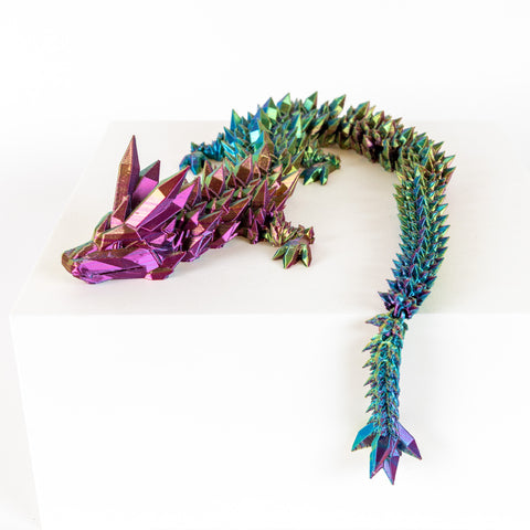Dark Rainbow Silk Crystal Dragon