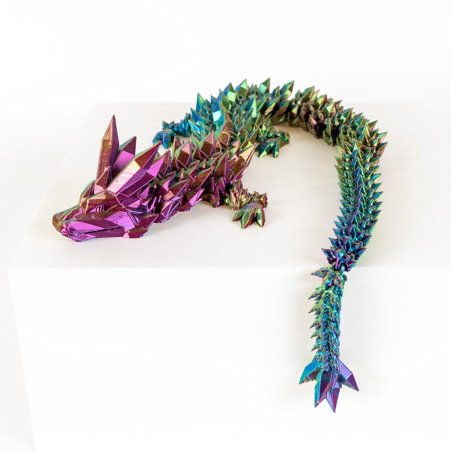 Dark Rainbow Silk Crystal Dragon