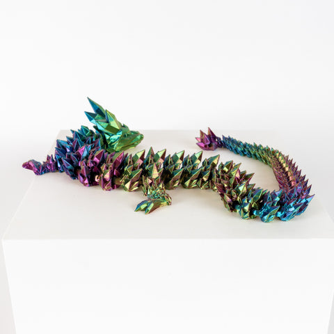 Dark Rainbow Silk Crystal Dragon