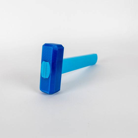 Printed two-part T-handle tool in blue and cyan